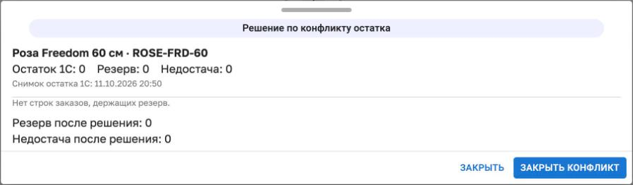 Недостачи уже нет: кнопка «Закрыть конфликт»